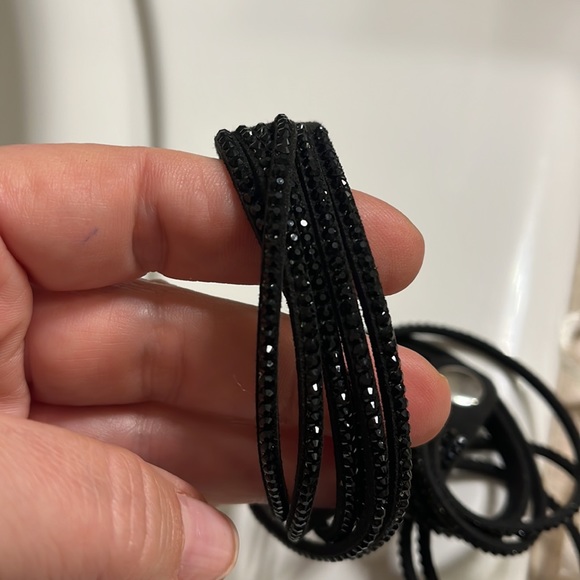 Holiday cuff. Black beaded sparkle with soft fabric backing. - Picture 5 of 5